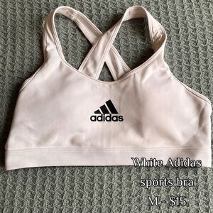 Adidas White Cross-Back Sports Bra